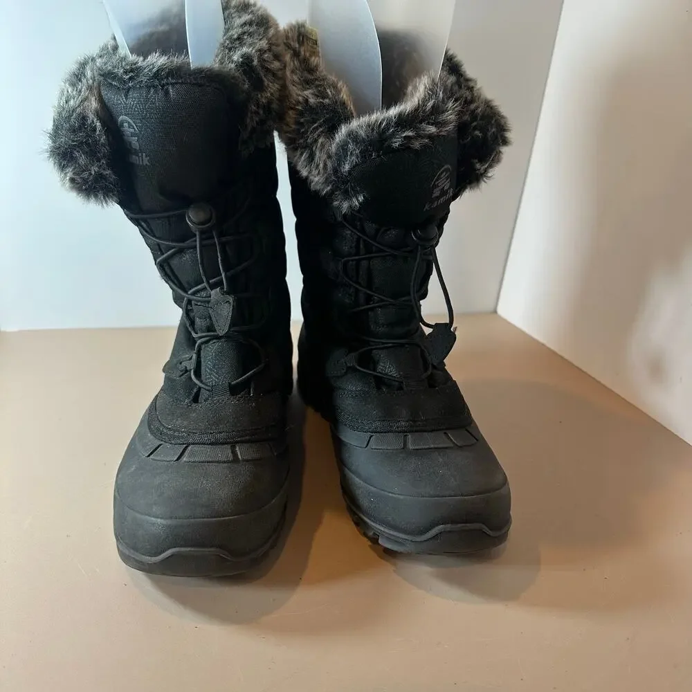 Kamik Momentum 3 Black Winter Snow Boots Faux Fur Shearling Women's 11